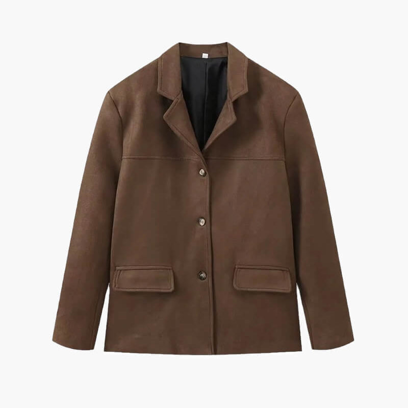Women's Faux Suede Structured Blazer Jacket