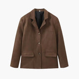 Women's Structured Blazer Jacket in Faux Suede