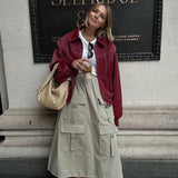 Street Style Oversized Zip Jacket Featuring Contrast Stitching