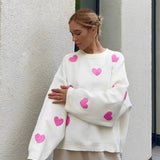 Red Heart Pattern Oversized Sweater