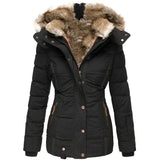 Luxury Quilted Winter Puffer Jacket with Faux Fur Hood Trim