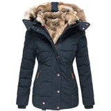 Luxury Quilted Winter Puffer Jacket with Faux Fur Hood Trim
