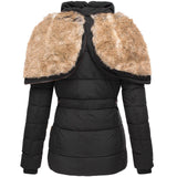Luxury Quilted Winter Puffer Jacket with Faux Fur Hood Trim