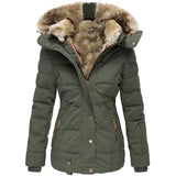 Luxury Quilted Winter Puffer Jacket with Faux Fur Hood Trim