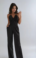 Strapless Jumpsuit with Pleated Wide-Leg Design