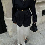 Elegant Textured Leather Bucket Bag with Gold Lock