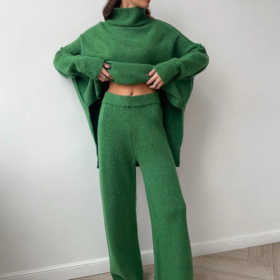 Relaxed Turtleneck Knit Lounge Set