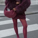 Shaggy Faux Fur Cropped Jacket with Wide Lapel