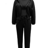 Three-Piece Loungewear Set with Cropped Hoodie, Bralette and Joggers