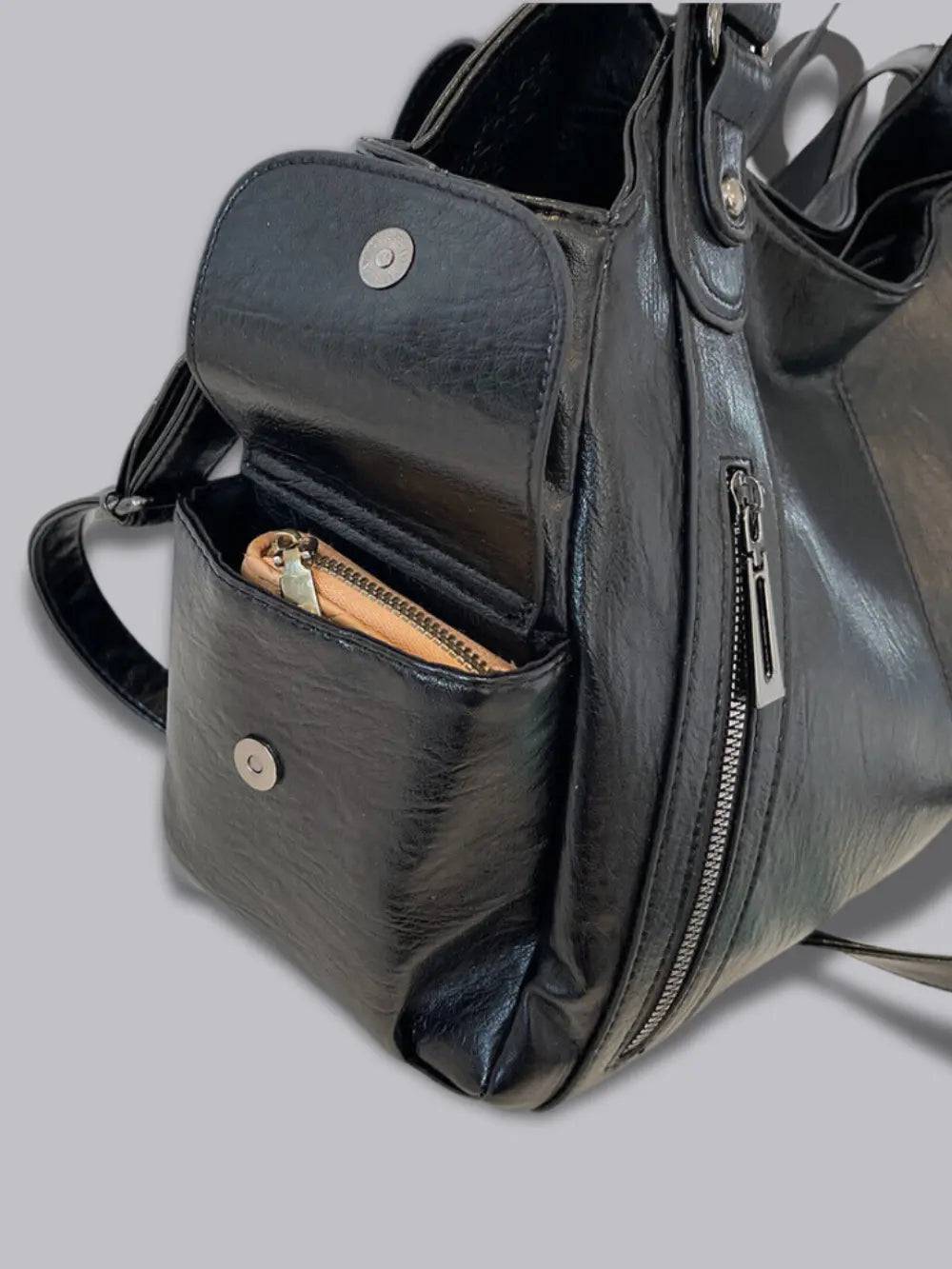 Classic Shoulder Bag with Adjustable Strap and Multiple Compartments