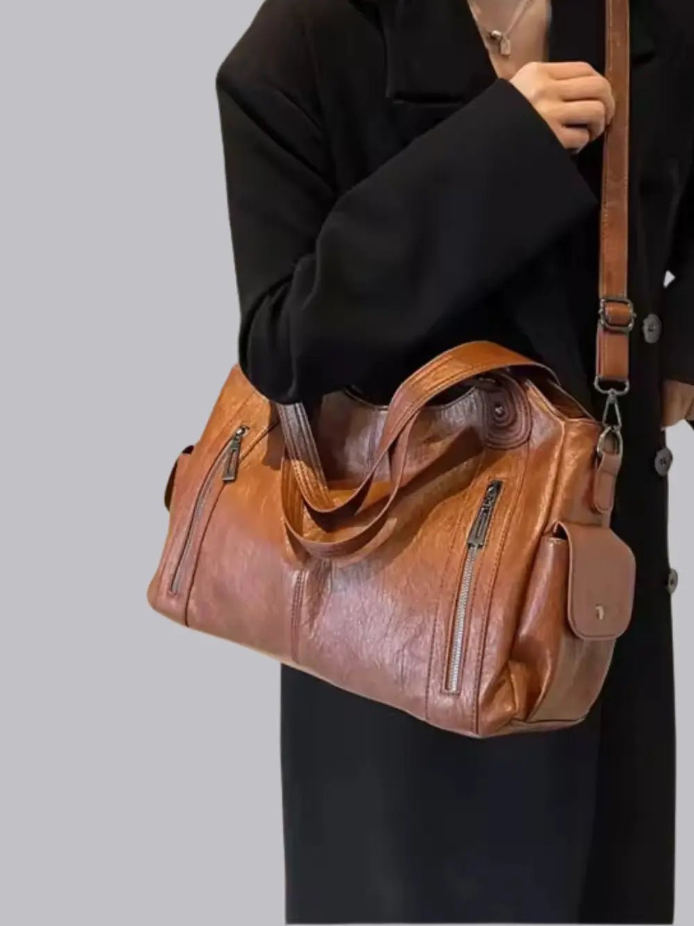 Classic Shoulder Bag with Adjustable Strap and Multiple Compartments
