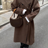 Sophisticated Long Double-Breasted Trench Coat