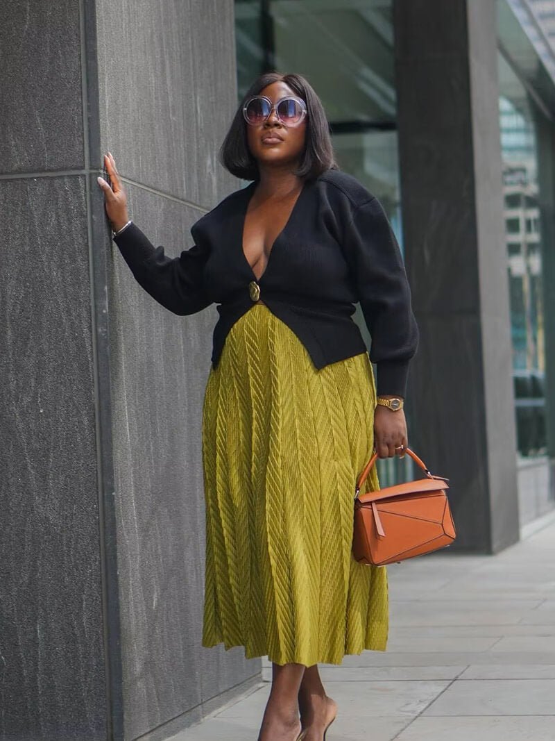 Chic Deep V-Neck Knit Cardigan with Decorative Button