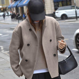 Oversized Double-Breasted Short Coat