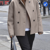 Roomy Double-Breasted Cropped Coat