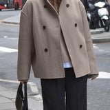 Oversized Double-Breasted Short Coat