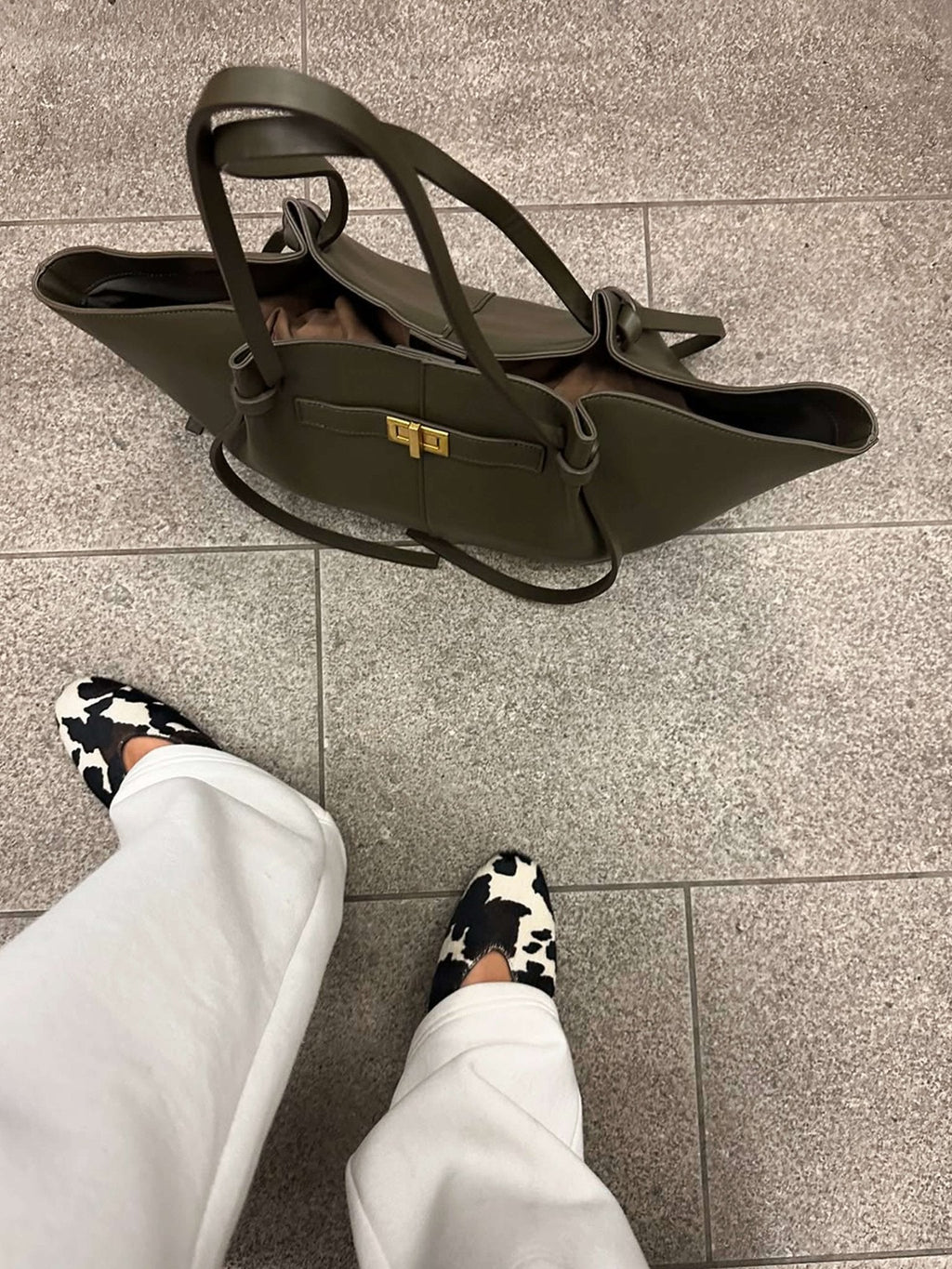 Shopper Bag with Gold-Tone Accents