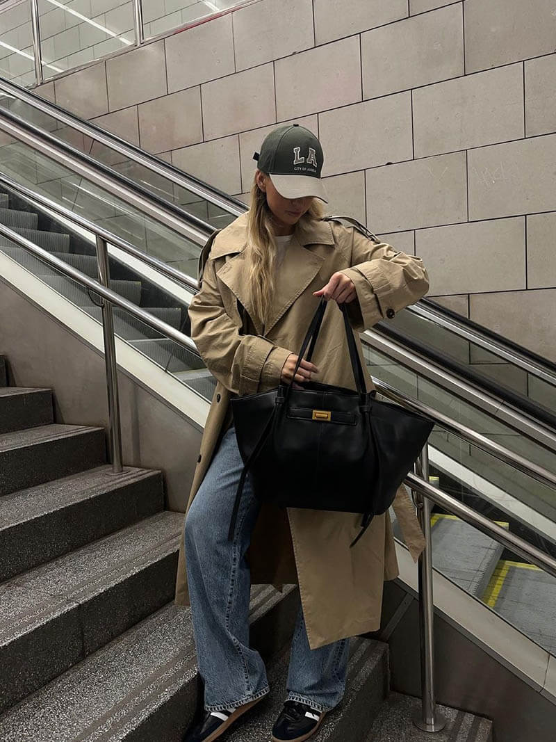 Shopper Bag with Gold-Tone Accents