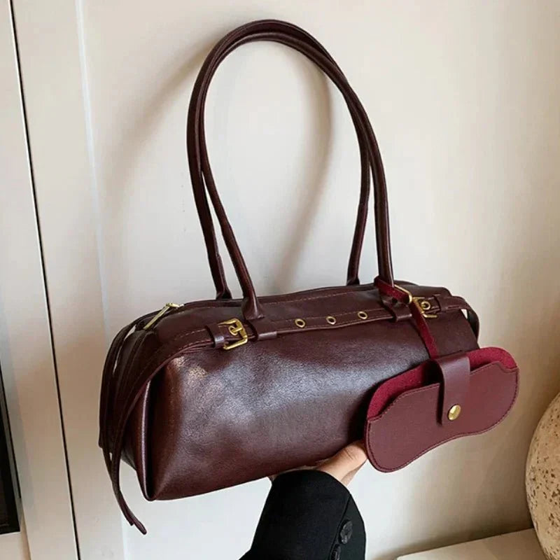 Structured Buckle Shoulder Bag