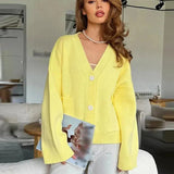 V-Neck Knit Cardigan – Oversized Button-Front Autumn Sweater