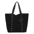 Suede Tote Handbag with Stud Accents