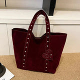 Suede Studded Tote Bag