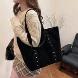Suede Studded Tote Bag