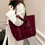 Suede Studded Tote Bag